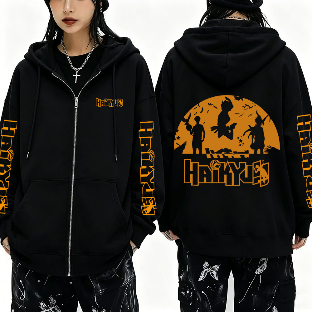 Anime Merch Hoodie - Anime Haikyuu Merch Zipper Hoodie Men