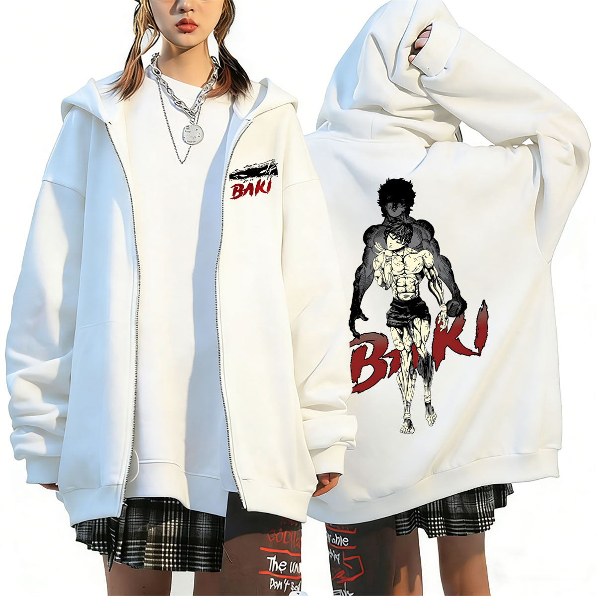 Anime Merch Hoodie - Anime Baki The Grappler Merch Zipper